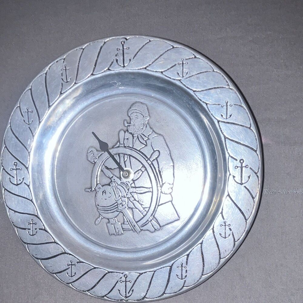 Vintage Wilton Armetale Nautical Round Wall Clock Analog Metal Silver 43503